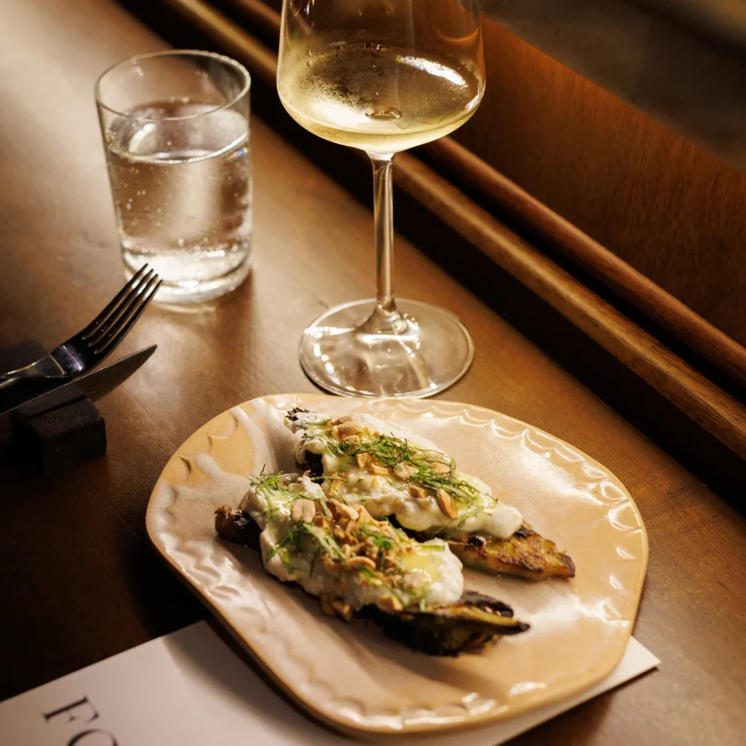Roasted eggplant with ricotta and fine herbs